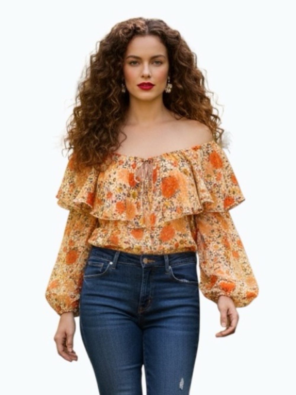 Free People Intimately Say It To Me Floral Ruffle Bodysuit Size XS